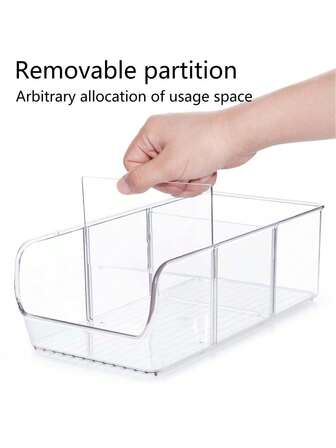 1 pieza Caja de almacenamiento para refrigerador, Contenedor de almacenamiento claro y duradero, Cubo de almacenamiento de gran capacidad apilable para refrigerador, congelador, gabinete de cocina, despensa, caja de almacenamiento de cocina y gabinete, accesorios de cocina, organizador de refrigerador, caja de bocadillos, contenedores de especias, Día de San Valentín