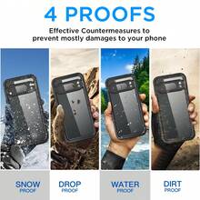 Waterproof Case For Pixel 10/Pixel 10 Pro XL/Pixel 10 Pro Case Waterproof Built-In Screen&Camera Lens Protector, [IP68 Underwater][12FT Military Grade Shockproof] Cell Phone Sleeves, Black/Clear - Black - View 4