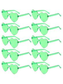 12副无框心形眼镜，时尚心形眼镜，款式多样，透明绿色，适合派对礼品，是泳池派对、海滩派对和夏季派对的完美之选 - 彩色 - 查看 19