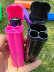 1pc New Integrated Lighter & Cigarette Storage Box With 2 Cigarette Slots And 1 Lighter Slot, Portable Cigarette Case, Storage Box, Smoker Accessories, Perfect Gift For Friends - 彩色 - 查看 1