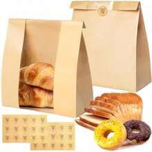 Bolsas de Papel Kraft para Pan 30PCS Bolsas Papel Grandes para Pan Casero Alimentos Bolsas de Pan Tostado para el Envasado de Bocadillos Sándwich Almacenaje Pastelería y Panadería - Como en la foto - Ver 2