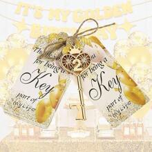 24 abridores de botellas de llave dorada de 3 aos de edad, regalos de de cumpleaos, abridor de botellas de cerveza para el tercer cumpleaos, regalos de devolucin para invitados suministros - Dorado (Oro 2) - Ver 4