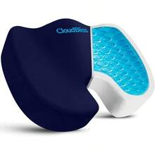 Gel Seat Cushion - Cooling Gel Enhanced Memory Foam Ergonomic Seat Cushion For Long Sitting - Back Sciatica Coccyx Tailbone Pain Relief For Office Game Car Airplane Large Blue - 藍色+大號 - 查看 1