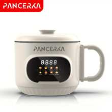 PANCERKA 1 PC Portable Electric Hot Cooker With Non-Stick Coating, Touch Screen Electric Hot Pot, 500W Power, 8 Cooking Functions: Cooking Rice, Soup, Hot Pot, Porridge, Fried Eggs, Steam, Low-Sugar Rice, Millet Congee(EU Plug)