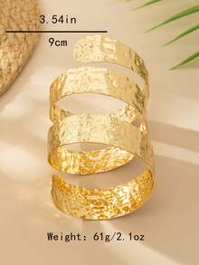 1pc Retro Middle Eastern Exaggerated Punk New Metal Wide Cuff, 3-Layer Water Drop 3-Layer Wrapped Opening Women's Sexy Bracelet, Suitable For Fashionable Women Street Photography, Beach Holiday, Sexy Party Jewelry - 3-layer Wrap Armband - View 5