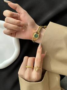 1 件女士小号金表带时尚石英手表，适合日常搭配、生日、周年纪念、生日派对、新年礼物 - 均碼 - 查看 14