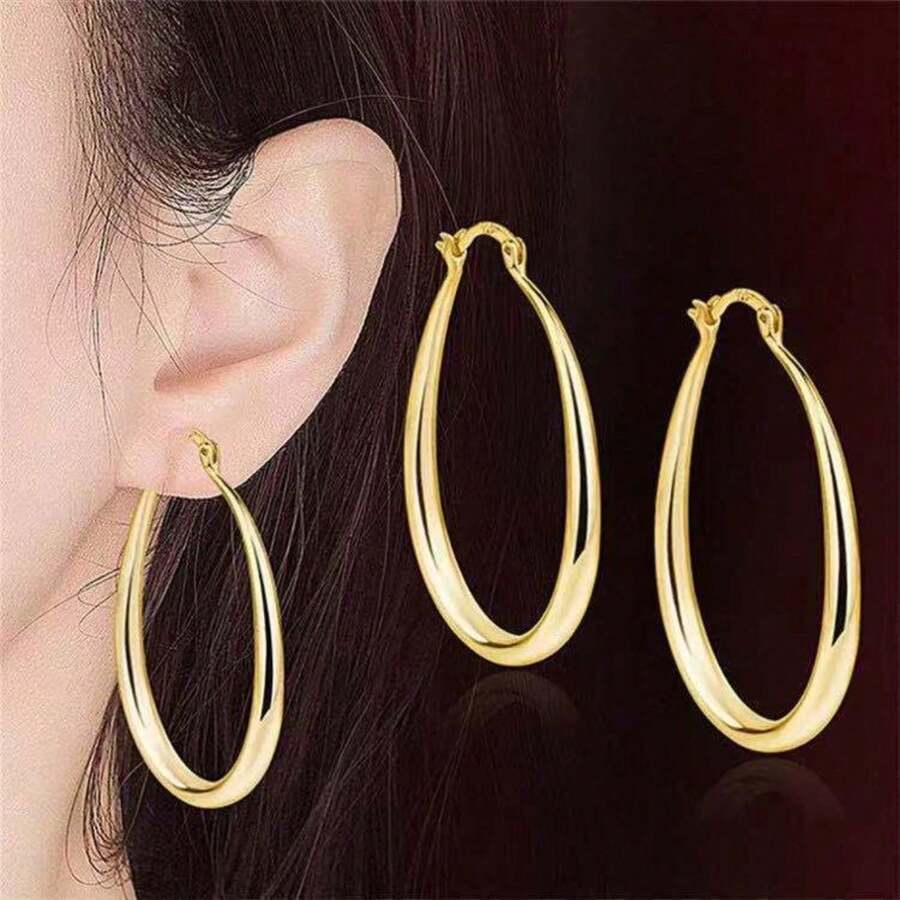 New Fashion Silver Plated Glossy Earrings Creative European And American Exaggerated Earrings Earrings - Mặc định - Xem 1