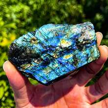 1块强蓝光天然拉长石原石，适合抛光，可用于家居办公装饰、DIY珠宝制作，形状不对称，闪光彩虹色长石簇，圣诞节、感恩节、情人节及其他节日礼物 - 彩色 - 查看 2