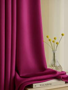 Luxury Glow Faux Silk Curtain Panel-1 Panel, 8 Grommets, 14 Colors, Elegant & Light Blocking  54 X 84 Inches - Màu đỏ tươi - Xem 4