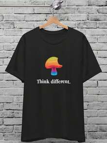 Think Different Magic Musoom Uni T-Shirt, Think Differently, R Rainbow Apple, Spiritual   Microdose Funny Logo Tee - Style5 - 查看 1