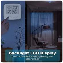 1pc New LCD Digital Thermometer Hygrometer With Backlight, Suitable For Baby Room, Home Indoor Electronic Temperature Humidity Meter, Weather Station - Multicolor - View 6