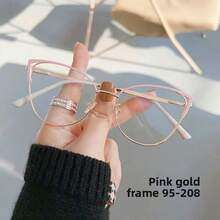 1/2 副女士复古猫眼金属框架时尚蓝光眼镜适合日常阅读和通勤 - 紫金框變色片 - 查看 10