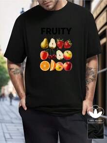 Camiseta casual para hombre, 100 % algodón, con un moderno estampado gráfico, perfecta para ir al gimnasio y un regalo ideal para cualquier entusiasta del fitness. Ligera y transpirable, de manga corta para el verano. - Negro - Ver 1