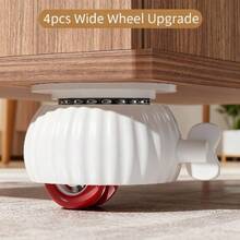 4 Packs Stick-On Swivel Casters: 360° Smooth-Glide Wheels, Wide Base For Stable And Movement, Easy To Move Furniture Without Drilling, Universal For Beds, Drawers & More