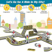 Magnetic Building Blocks, Magnetic Building Blocks Road With Car Set, Mini Racing Car Toys, Road Track, Train Track, Best Birthday Gift For Boys And Girls, Map Theme