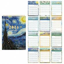 Calendario da parete 2026, design vintage con dipinti di Van Gogh, stampa in oro, formato A4, pianificatore giornaliero perfetto per casa, scuola, ufficio, ottimi accessori organizzativi per individui e professionisti impegnati (12 mesi) - Tagli Unica - Visualizzare 11