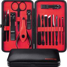 TOSANI - Kit Profesional de Manicura y Pedicura 15 en 1 de Acero Inoxidable con Estuche Negro para Viajar, Incluye Herramientas de Cuidado Facial, de Oídos y Cejas - Multicolor - Ver 2