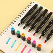 168/120/80/48/36/24 PCS Marker Sets, Dual-Tips, DIY Craft Pens, Watercolor Pens, School Supplies, Professional Permanent Colors, For Painting, Sketching, Coloring, Calligraphy - Ideal For Halloween & Christmas Gifts, Art Lovers, Art Supplies - 48 Colors & Markers - 查看 8