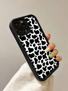 Customizable Phone Case With Black And White Cow Print Pattern, Support Personalized Design With Your Own Photos To Create A Unique Protective Phone Cover