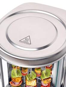 Rosticero eléctrico giratorio con accesorios ideal para hacer pollos y brochetas - Plateado - Ver 9