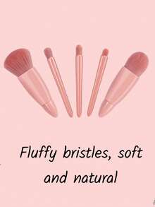 Customizable Portable 5 Brush Makeup Travel Set With Mirror, Mini Multi-Function Loose Powder Brush, Foundation Brush, Shadow Box With Mirror - Multicolor - View 10