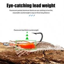 Topline Tackle 4pcs/Box 6cm 3g Glow-In-The-Dark Realistic Shrimp Soft Bait Artificial Soft Hook Fishing Lure For Bass Saltwater Fishing Tackle