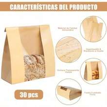 Bolsas de Papel Kraft para Pan 30PCS Bolsas Papel Grandes para Pan Casero Alimentos Bolsas de Pan Tostado para el Envasado de Bocadillos Sándwich Almacenaje Pastelería y Panadería - Como en la foto - Ver 3