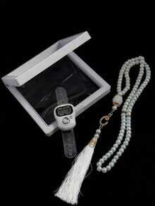 一套镶钻祈祷戒指计数器、穆斯林念珠和念珠手链 - 彩色 - 查看 4