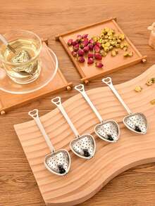 10 pezzi Infusore da tè a forma di cuore in acciaio inossidabile, filtro da tè a forma di cuore con manico lungo, pallina da tè, strumento per preparare il tè in ufficio, strumento per immergere condimenti, adatto per infusione di tè in foglie e tè di fiori, sacchetto per condimenti bolliti