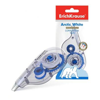 Korektory w taśmie marki ERICHKRAUSE, korektor w taśmie Erichkrause Arctic White - 5 mm x 8 m - szybkoschnący - umożliwia pisanie po korekcie - kontrola taśmy - kolor biały