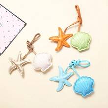 New Shell Pendant Keychain Starfish Pendant Bag Car Keychain Couple Pendant - Pink + Khaki - View 3