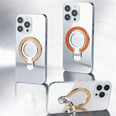 1 Giá đỡ điện thoại dạng nhẫn siêu mỏng với thiết kế tự dính, cảm giác bo tròn, giá đỡ điện thoại để bàn di động. Miếng nam châm hình chữ C có thể sử dụng với các phụ kiện từ tính, thiết kế có thể gập lại, không chiếm không gian, giá đỡ điện thoại dạng nhẫn & trang trí