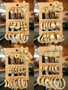 Betykuku 9 Paare modischer Ohrstecker Set im europäischen und amerikanischen Stil, goldfarbig, für Alltag und Festtage, Schmuckgeschenk für Frauen und Mädchen