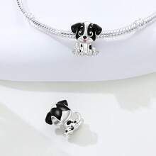 1 pieza Colgante de perro lindo plateado con baño de plata para hacer pulseras, collares y joyería DIY, ideal como regalo de cumpleaños para mujeres