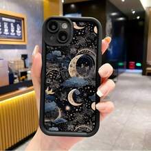 [Teléfono] Diseño de escalera de ojos con ranura y luna Funda para phone 16, 16 Plus, 16 Pro, 15, 15 Plus, 15 Pro, 14, 14 Plus, 14 Pro, 13, 13 Pro, 12, 12 Pro, 11, 11 Pro, 11 Pro Sh - Negro - Ver 6
