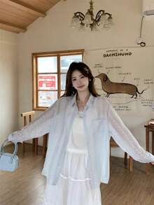 American Retro Unique Design Women Loose Casual Long Sleeve Sun Protection Shirt Jacket