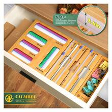 Calmbee 9 IN 1 Storage Bag Organizer For Kitchen Drawer, Bamboo Foil And Plastic Wrap With Cutter, Organizers Compatible Gallon, Quart, Sandwich Snack Size - Nhiều màu - Xem 3