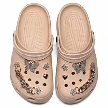 Women's Adult Slippers With Pendants Light And Soft Nyc Shoes Simple Flowers Rhinestone Beach - zapatilla beige - Ver 4