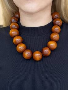 1 pieza Collar grande transparente de verano con cuentas, material de resina, diseño simple y exagerado, adecuado para mujeres, regalos y uso diario - Marrón A - Ver 12