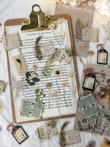 50张/包 复古手写英文字母、植物花卉装饰贴纸，DIY创意剪贴簿、日记本、装饰剪贴簿用品文具 - 均碼 - 查看 9