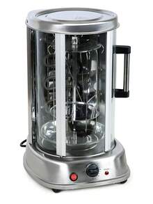 Rosticero eléctrico giratorio con accesorios ideal para hacer pollos y brochetas - Plateado - Ver 10