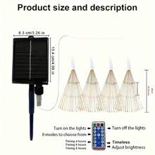 4 pièces/set Guirlandes lumineuses solaires de fées, 480LED/360LED Lumières d'extérieur, 8 modes Télécommande Guirlandes de fées, Lumières de décoration pour avant-toit, jardin, arbre, Décoration de patio extérieur, Mariage Fête de Noël Lumières d'ambiance, Convient pour la décoration de jardin et cour (Blanc chaud)