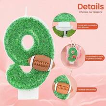 1 buah Lilin Ulang Tahun Bertema Rugby Hijau, Lilin Dekorasi Kue Hadiah Kreatif, Cocok untuk Perayaan Pesta Ulang Tahun dan Acara Peringatan, untuk Anak Laki-laki dan Perempuan - Hijau - View 13