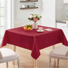1pc High-End Party/Restaurant Solid Color Satin Tablecloth - Burgundy - View 7