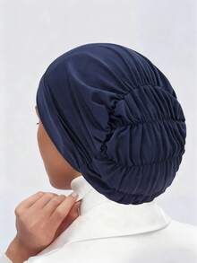 1 pieza Nuevo estilo de gorro elástico de punto de unicolor para mujer, pañuelo musulmán de moda trenzado, adecuado para uso diario, accesorio para cubrir el cabello suelto
