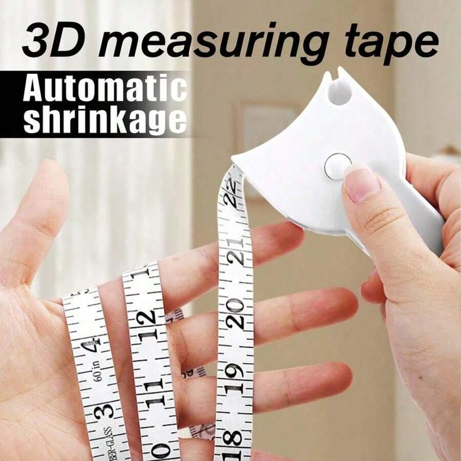 Body Measureing Tape 60 Inch, Automatic Shrinkage 3D Measuring Tape For Home And Fitness, Retractable Portable Measuring Body Tool For Waist Arms Hip, White - 白色 - 查看 1