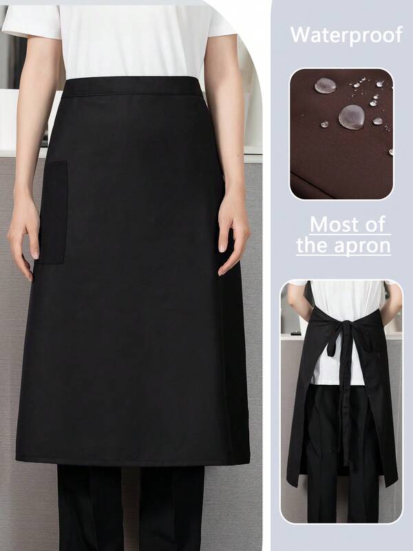 Half-Length Waterproof Apron, Bib, Smock, Splash-Proof, Breathable, Durable, Anti-Pilling, Anti-Fouling, Washable, Wear-Resistant, Non-Pilling, Suitable For Nail Salons, Schools, Bakeries, Bubble Tea Shops, Cafes, Barbershops, Restaurants, Kitchens, Art & Painting, Unisex, Simple Style, Bubble Tea Shop Exclusive Apron, Sturdy And Durable