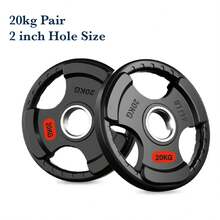 Shark Power Gear Tri Grip Weight Plates (Pair & Sets) – Compatible With 2 Inch Barbell (4ft / 5ft / 6ft / 7ft) – Full Home Gym Strength Kit - A - Ver 47