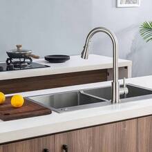 Grifo de cocina de nquel cepillado con rociador extrable, acero inoxidable 304, diseo de manguera extendida de 23 pulgadas, tres modos de funcionamiento del agua - Niquel cepillado - Ver 8