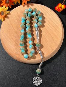 1 件斋月多色玻璃珠 Tasbih 带银饰，伊斯兰宗教仪式，收藏家信仰配件，斋月念珠必备 - 彩色 - 查看 3